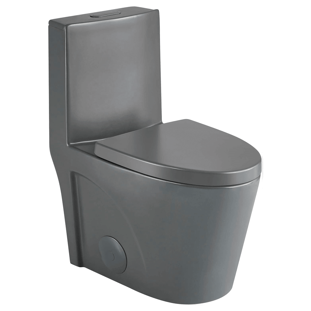 Dual-Flush Elongated One Piece Toilet Bowl - Soft Close Seat with High Efficiency Dual Flush in Black - Hbdepot