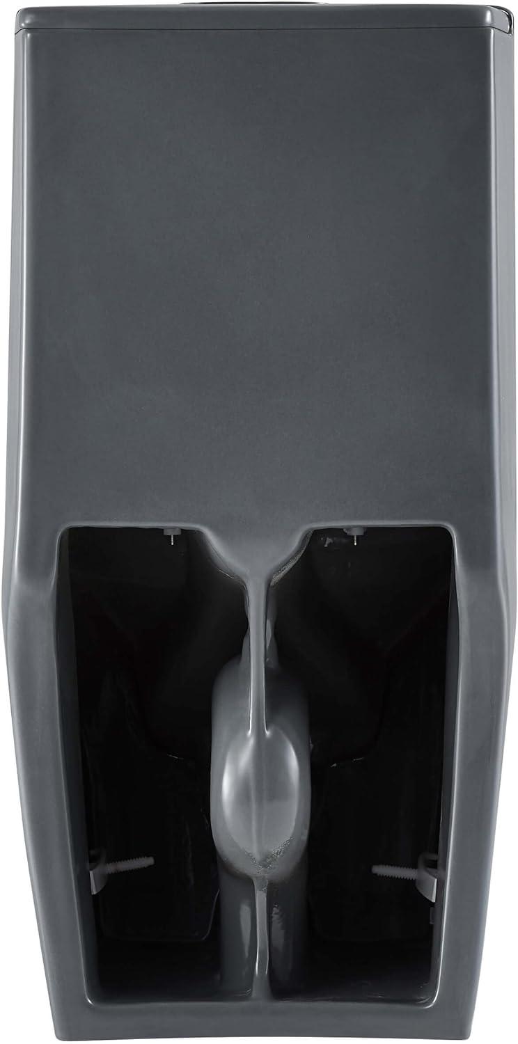 Dual-Flush Elongated One Piece Toilet Bowl - Soft Close Seat with High Efficiency Dual Flush in Black - Hbdepot