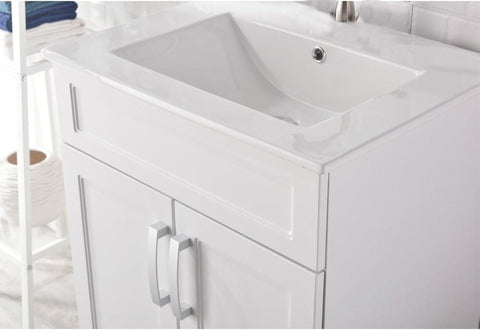 Marius 24" Modern Single Bathroom Vanity with Ceramic Sink, Include Two Doors, White - Hbdepot