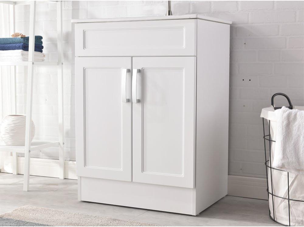 Marius 24" Modern Single Bathroom Vanity with Ceramic Sink, Include Two Doors, White - Hbdepot