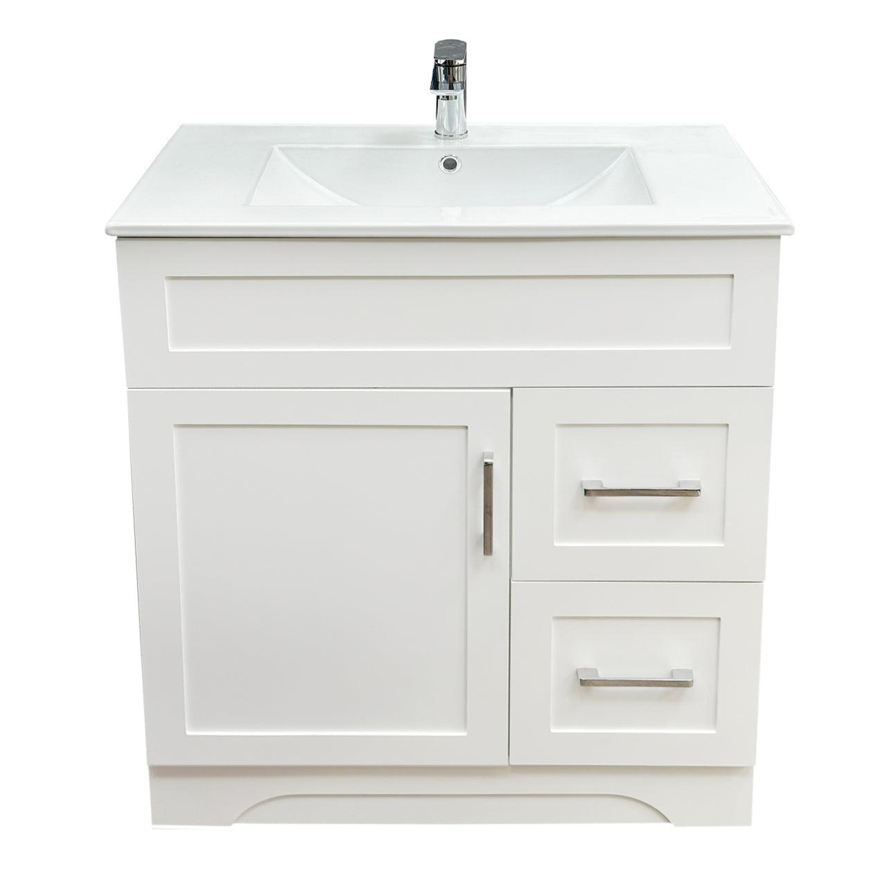 Marius 30" Modern Single Bathroom Vanity with Ceramic Sink, White - Hbdepot