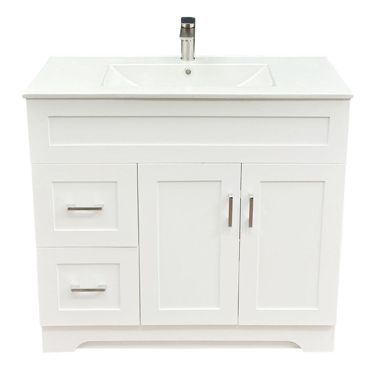 Marius 36" Modern Single Bathroom Vanity with Ceramic Sink, Include Two Doors, White - Hbdepot
