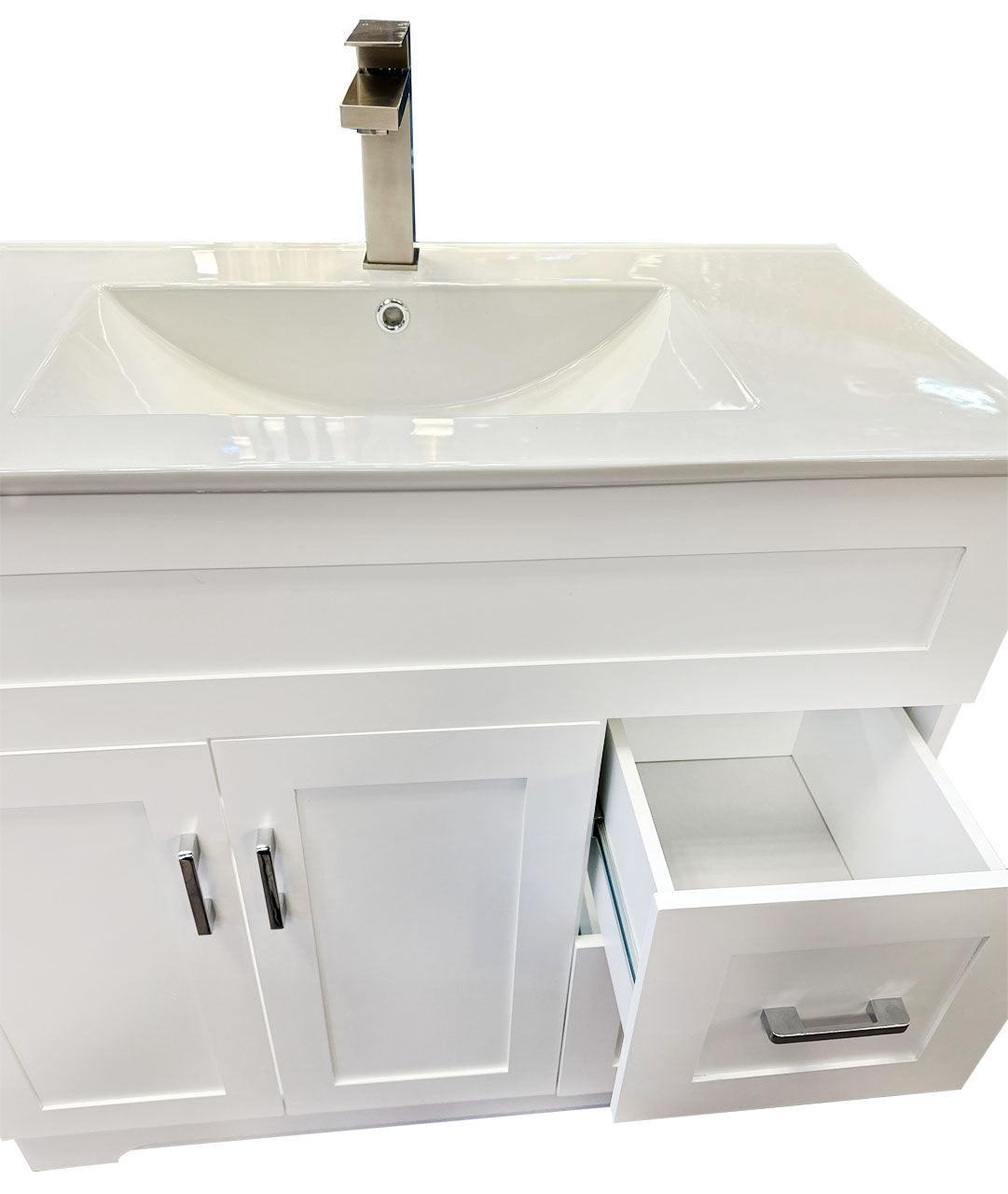 Marius 36" Modern Single Bathroom Vanity with Ceramic Sink, Include Two Doors, White - Hbdepot
