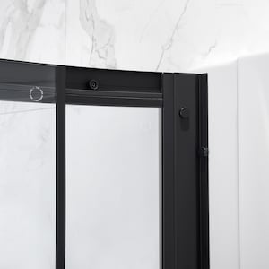 OVE Decors - Breeze 36 in.L x 36 in. W x 72 in. H Corner Drain Corner Shower Stall Enclosure in Black