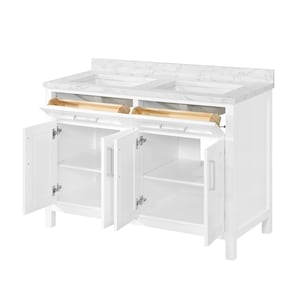 OVE Decors - Tahoe Duo 48 In. W X 21 In. D X 35 In. H Double Sink Bath Vanity In Pure White With White Engineered Marble Top