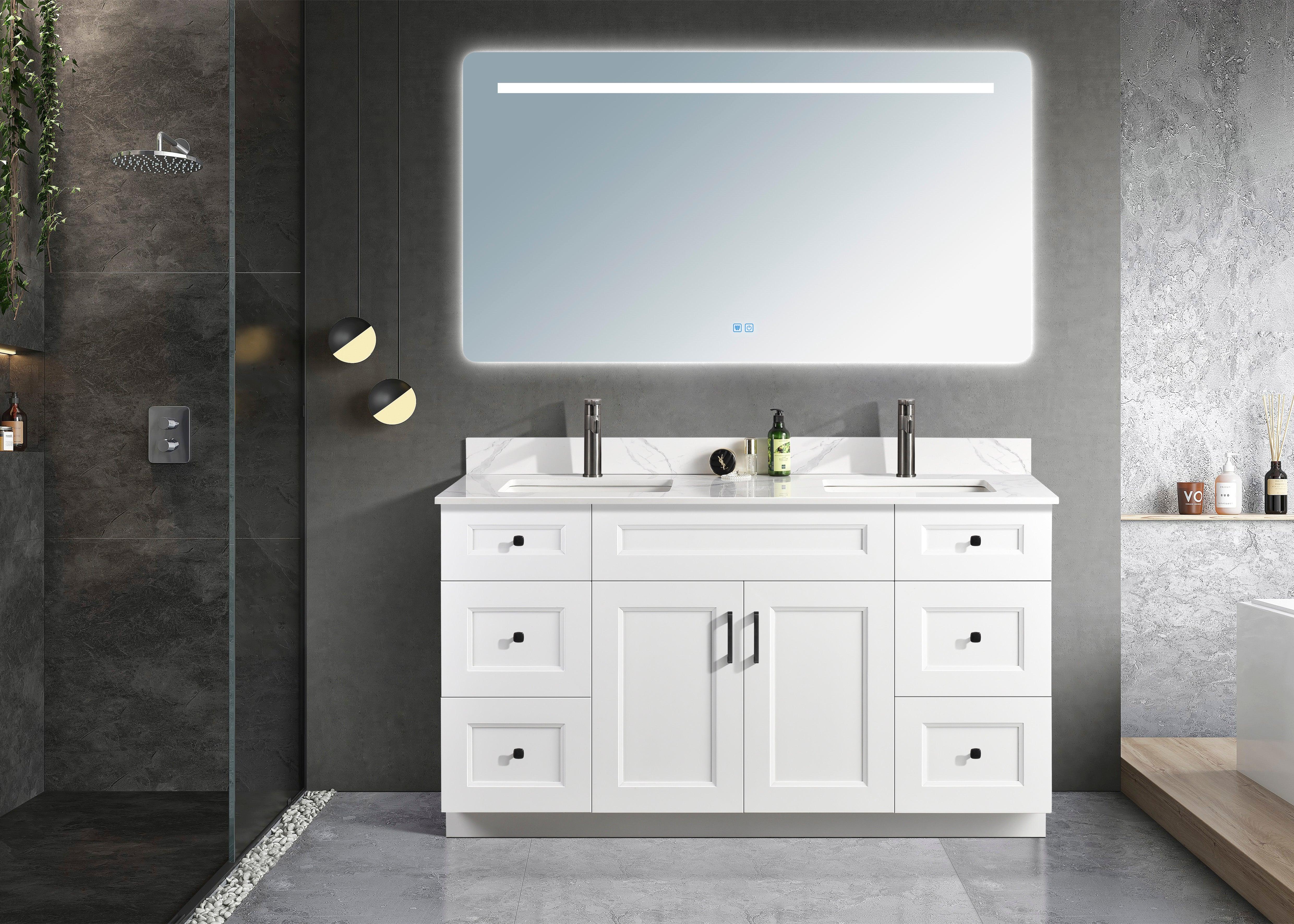 Serena 60″ Double Sink Free Standing Bathroom Vanity - Hbdepot