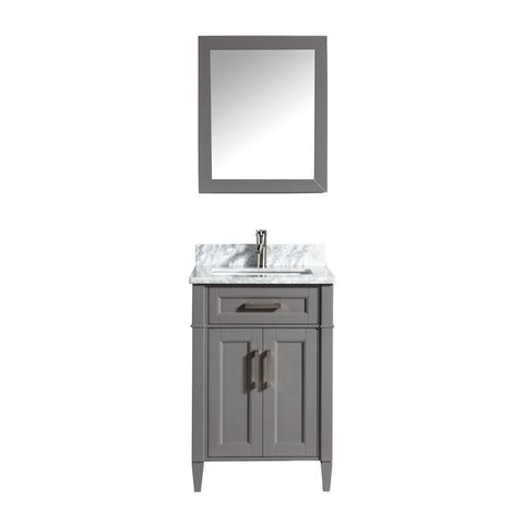 Vanity Art - Rio 24" Single Sink Bathroom Vanity Set with Sink and Mirror (Carrara Marble Top)