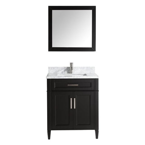 Vanity Art - Rio 30" Single Sink Bathroom Vanity Set with Sink and Mirror (Carrara Marble Top)