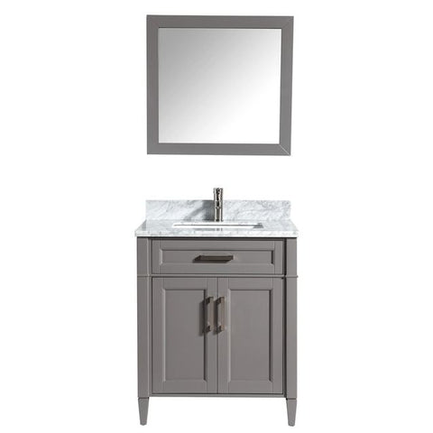 Vanity Art - Rio 30" Single Sink Bathroom Vanity Set with Sink and Mirror (Carrara Marble Top)