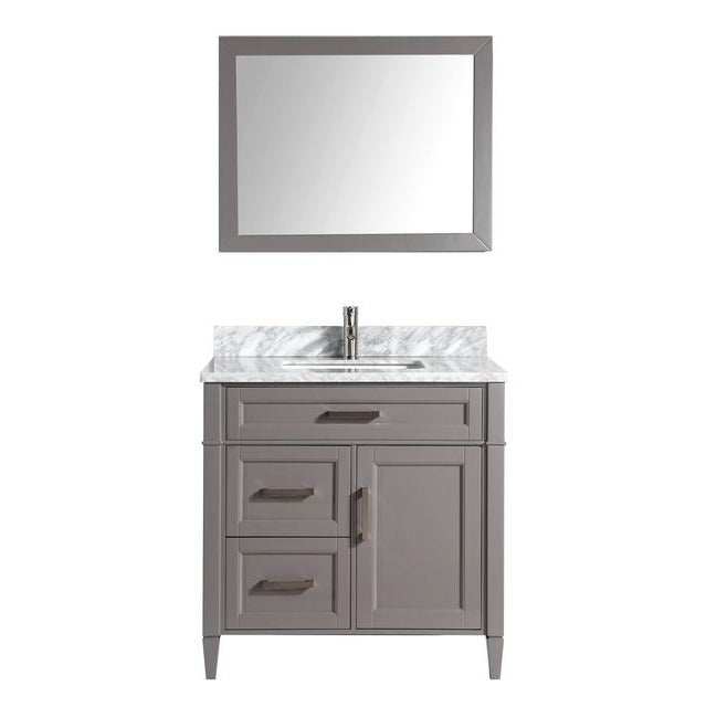 Vanity Art - Rio 36" Single Sink Bathroom Vanity Set with Sink and Mirror (Carrara Marble Top)