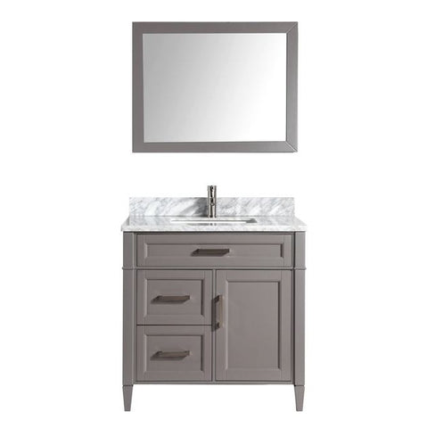 Vanity Art - Rio 36" Single Sink Bathroom Vanity Set with Sink and Mirror (Carrara Marble Top)