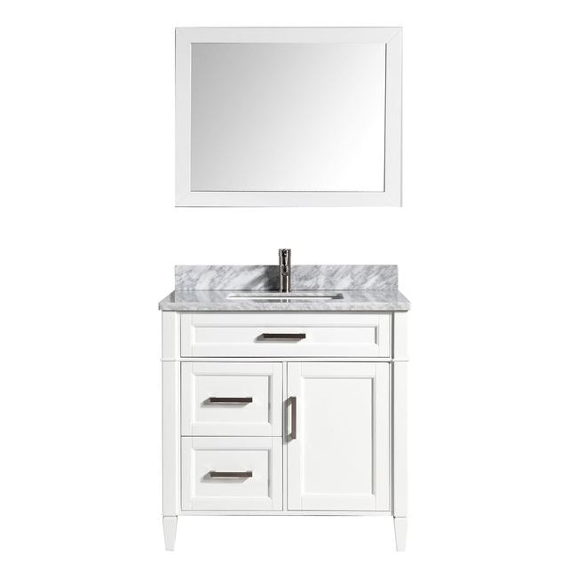 Vanity Art - Rio 36" Single Sink Bathroom Vanity Set with Sink and Mirror (Carrara Marble Top)