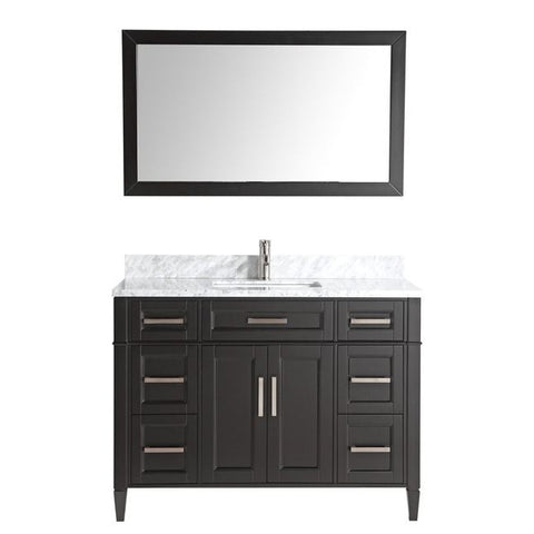 Vanity Art - Rio 48" Single Sink Bathroom Vanity Set with Sink and Mirror (Carrara Marble Top)