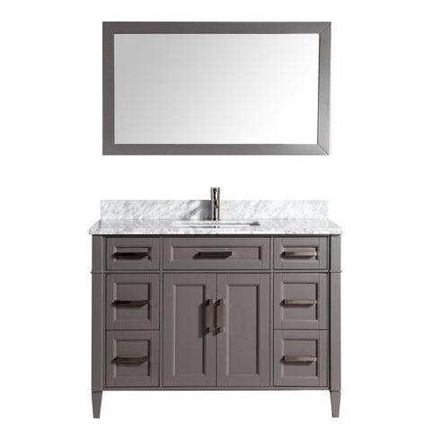 Vanity Art - Rio 48" Single Sink Bathroom Vanity Set with Sink and Mirror (Carrara Marble Top)