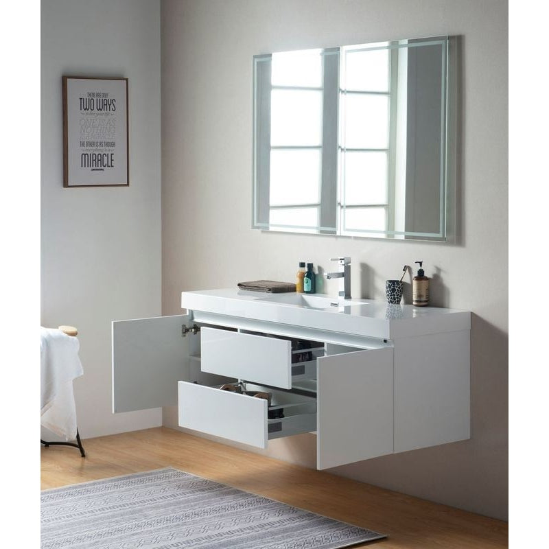 Vanity Art - Berlin 60" Wall-Mount Single Sink Bathroom Vanity