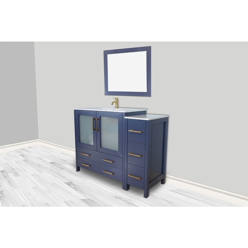 Vanity Art - London 48" Single Sink Bathroom Vanity Set with Sink and Mirror - 1 Side Cabinet