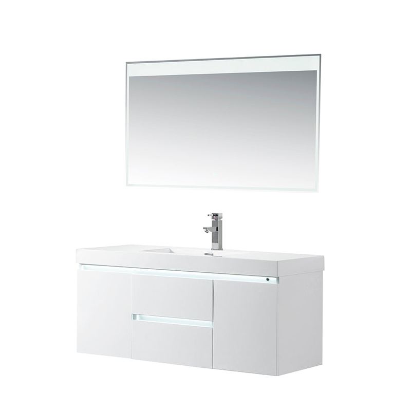 Vanity Art - Riga 48" LED Lighted Single Sink Wall-Mount Bathroom Vanity