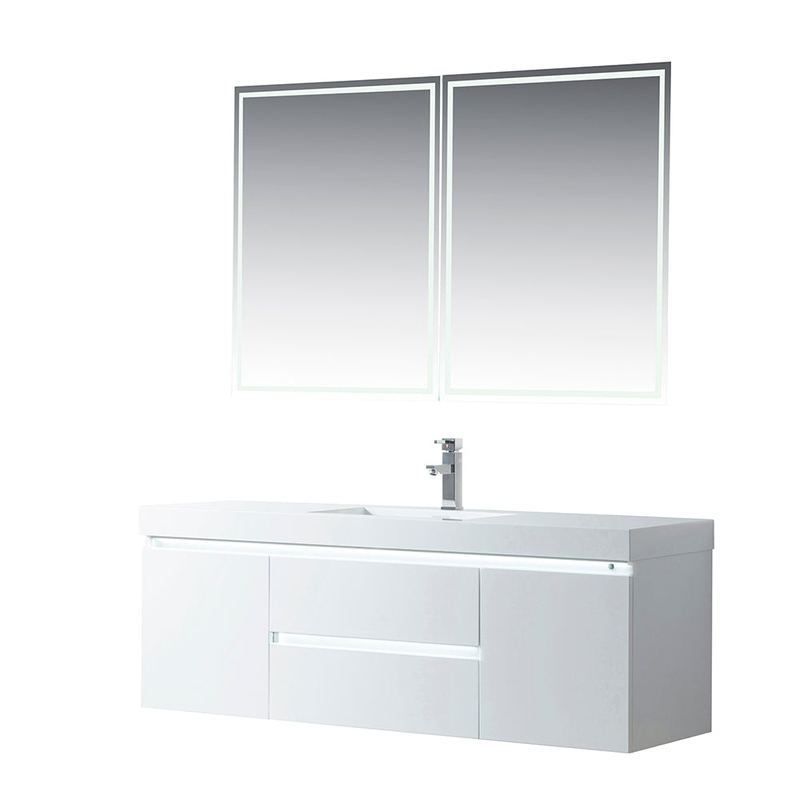 Vanity Art - Riga 60" LED Lighted Wall-Mount Single Sink Bathroom Vanity