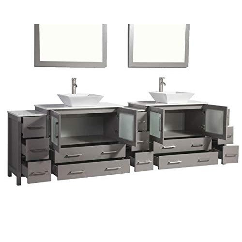 Vanity Art - Monaco 108" Double Vessel Sink Bathroom Vanity Set with Sinks and Mirrors - 3 Side Cabinets