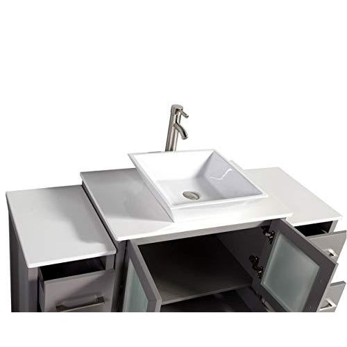 Vanity Art - Monaco 108" Double Vessel Sink Bathroom Vanity Set with Sinks and Mirrors - 3 Side Cabinets