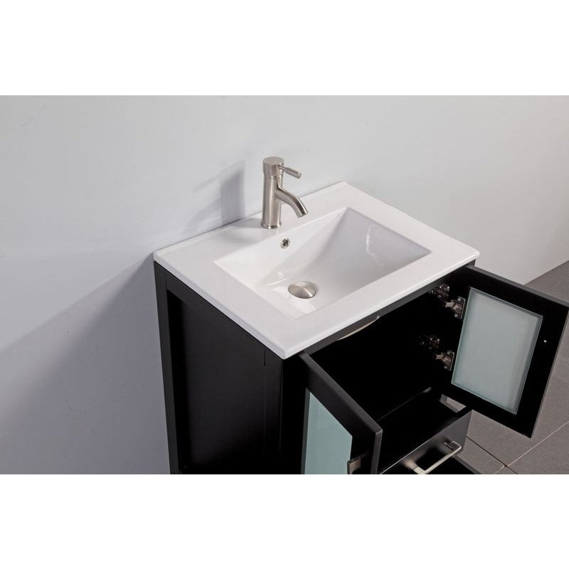 Vanity Art - London 84" Double Sink Bathroom Vanity Set with Sink and Mirrors - 3 Side Cabinets