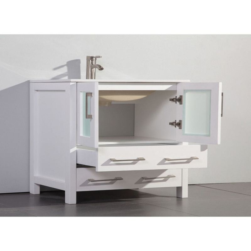 Vanity Art - London 84" Double Sink Bathroom Vanity Set with Sink and Mirrors - 2 Side Cabinets