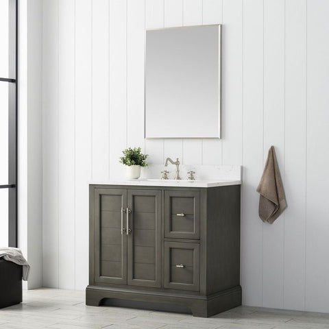 Vanity Art - Madison 36" Single Sink Bathroom Vanity with Marble Countertop