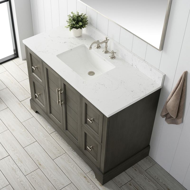 Vanity Art - Madison 48" Single Sink Bathroom Vanity with Marble Countertop