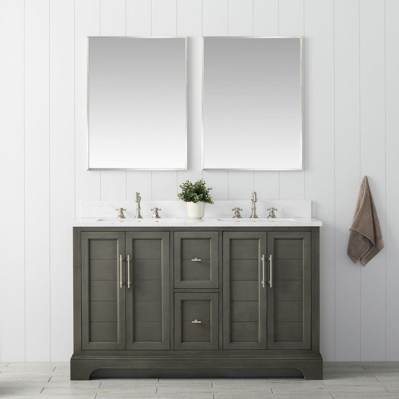 Vanity Art - Madison 54" Double Sink Bathroom Vanity with Marble Countertop