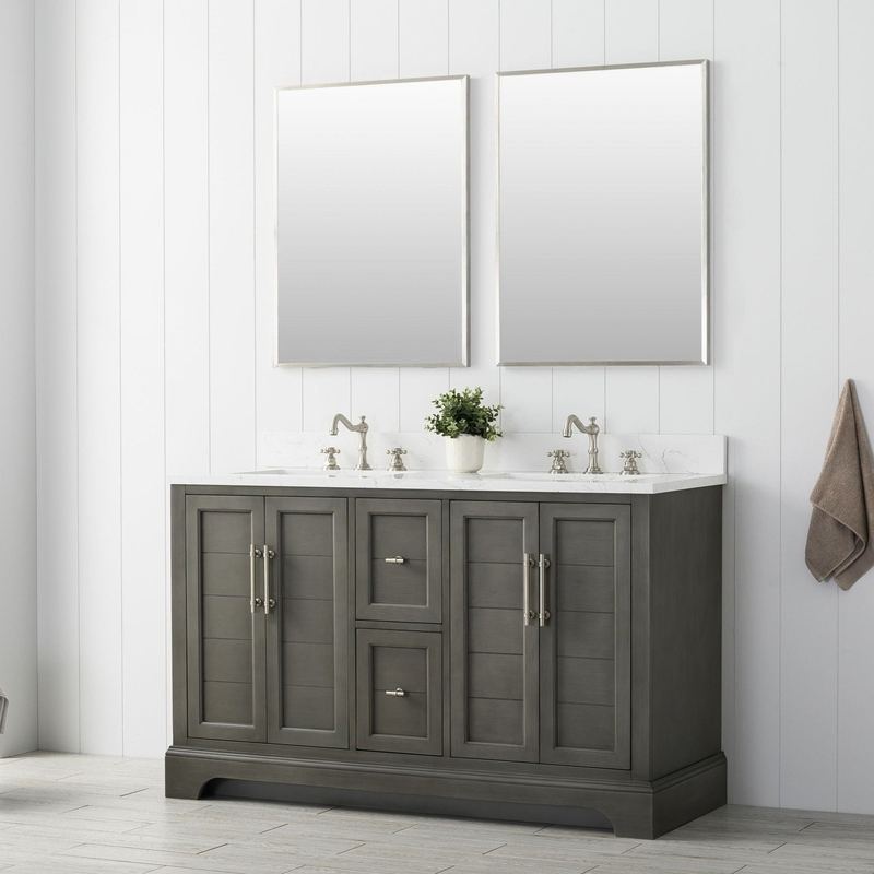 Vanity Art - Madison 54" Double Sink Bathroom Vanity with Marble Countertop