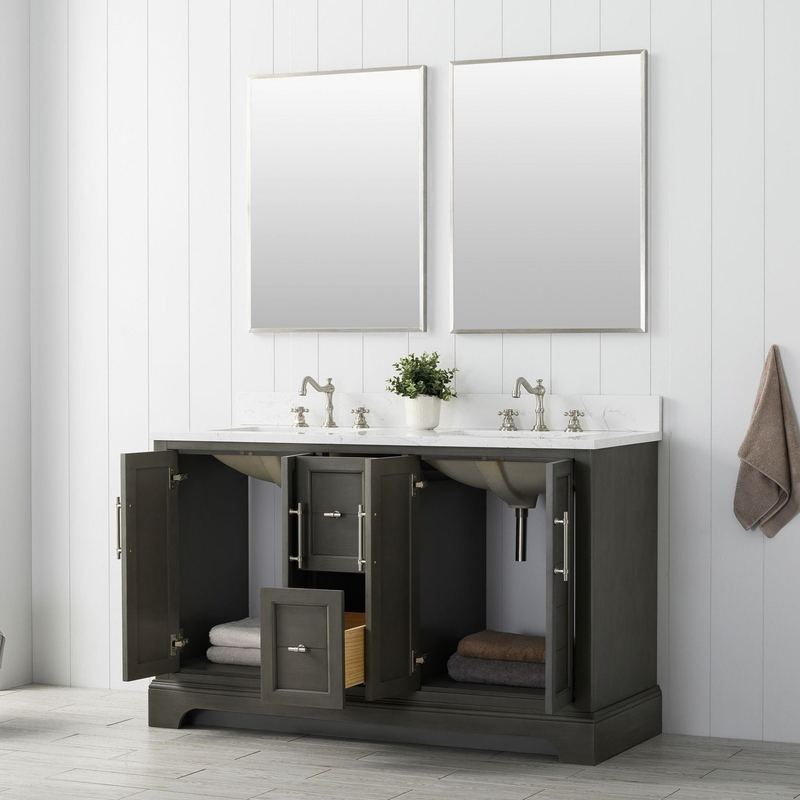 Vanity Art - Madison 54" Double Sink Bathroom Vanity with Marble Countertop