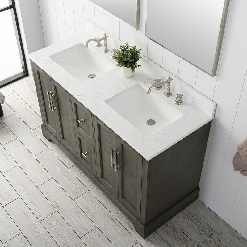 Vanity Art - Madison 54" Double Sink Bathroom Vanity with Marble Countertop