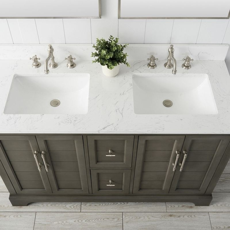 Vanity Art - Madison 54" Double Sink Bathroom Vanity with Marble Countertop