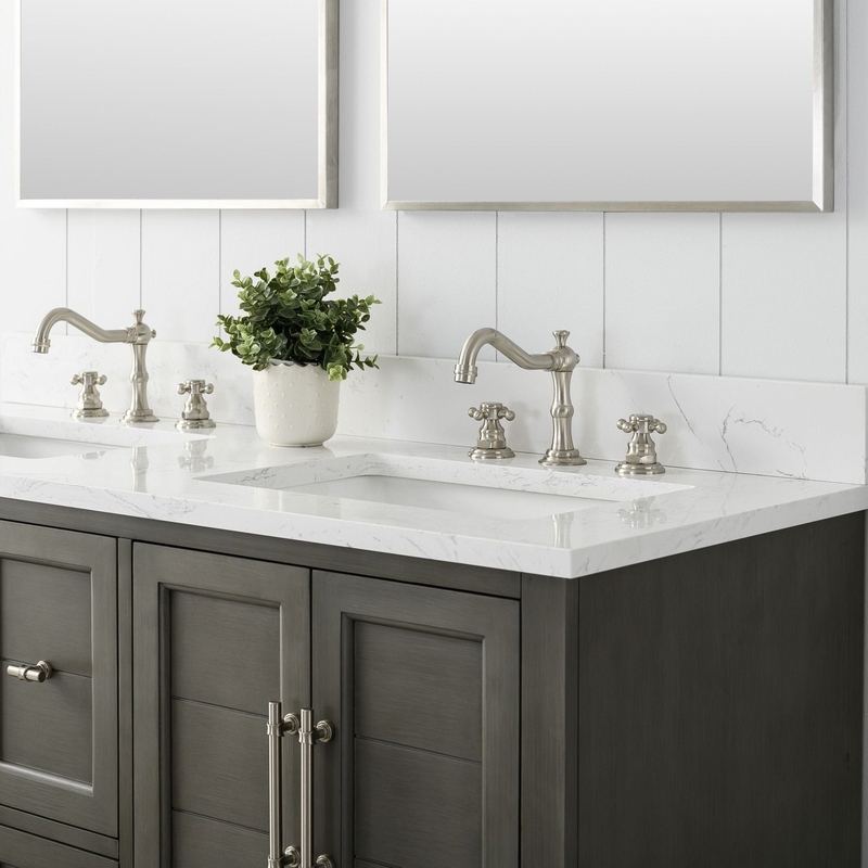 Vanity Art - Madison 54" Double Sink Bathroom Vanity with Marble Countertop