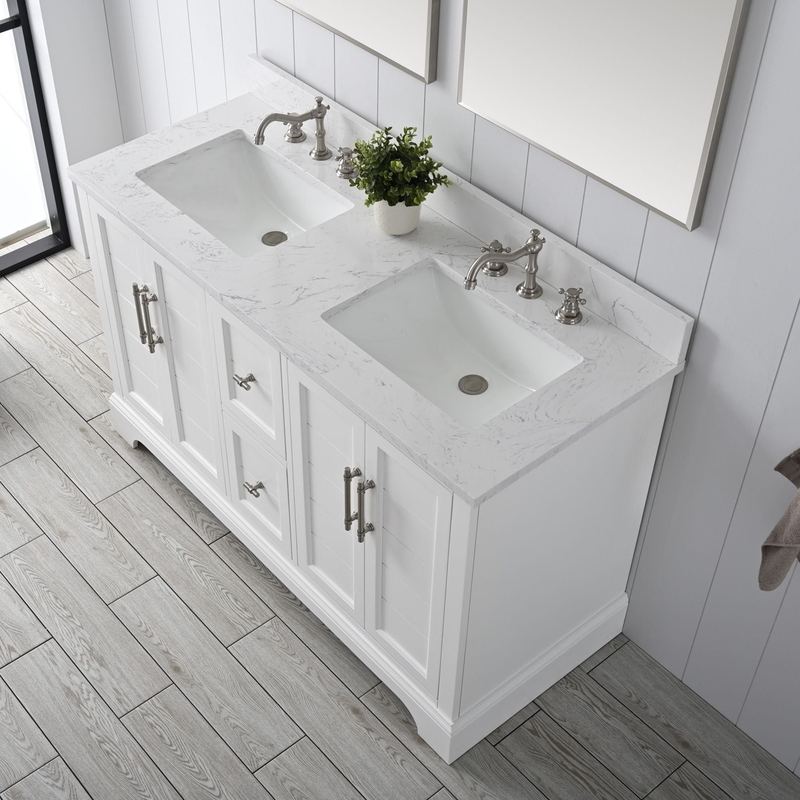 Vanity Art - Madison 54" Double Sink Bathroom Vanity with Marble Countertop