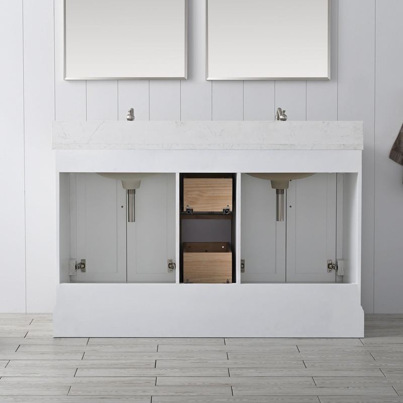 Vanity Art - Madison 54" Double Sink Bathroom Vanity with Marble Countertop