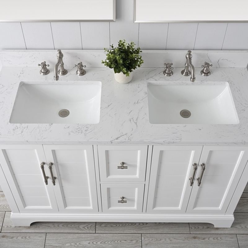 Vanity Art - Madison 54" Double Sink Bathroom Vanity with Marble Countertop