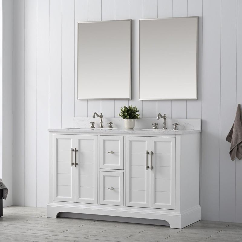 Vanity Art - Madison 54" Double Sink Bathroom Vanity with Marble Countertop