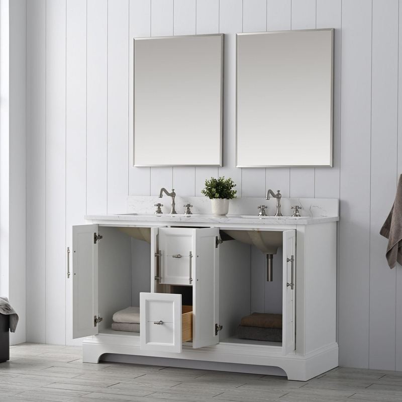 Vanity Art - Madison 54" Double Sink Bathroom Vanity with Marble Countertop