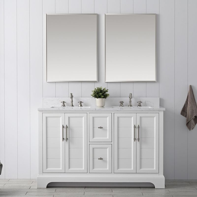 Vanity Art - Madison 54" Double Sink Bathroom Vanity with Marble Countertop