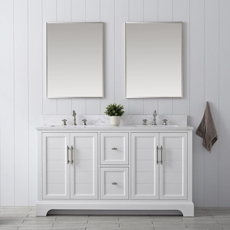 Vanity Art - Madison 60" Double Sink Bathroom Vanity with Marble Countertop