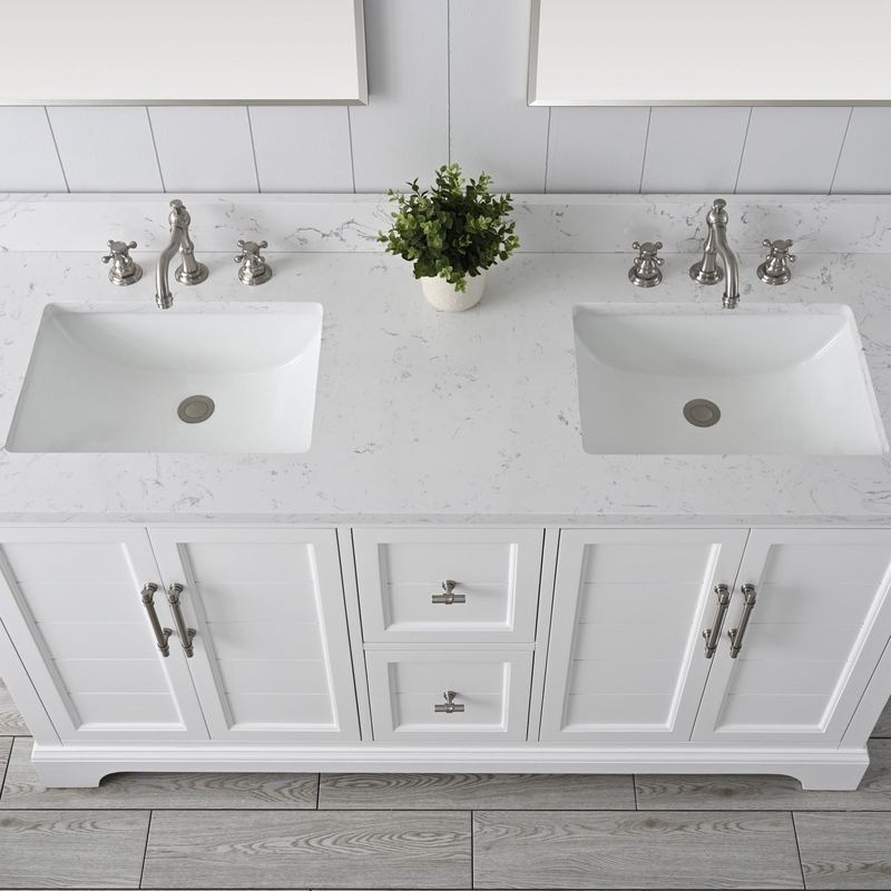 Vanity Art - Madison 60" Double Sink Bathroom Vanity with Marble Countertop