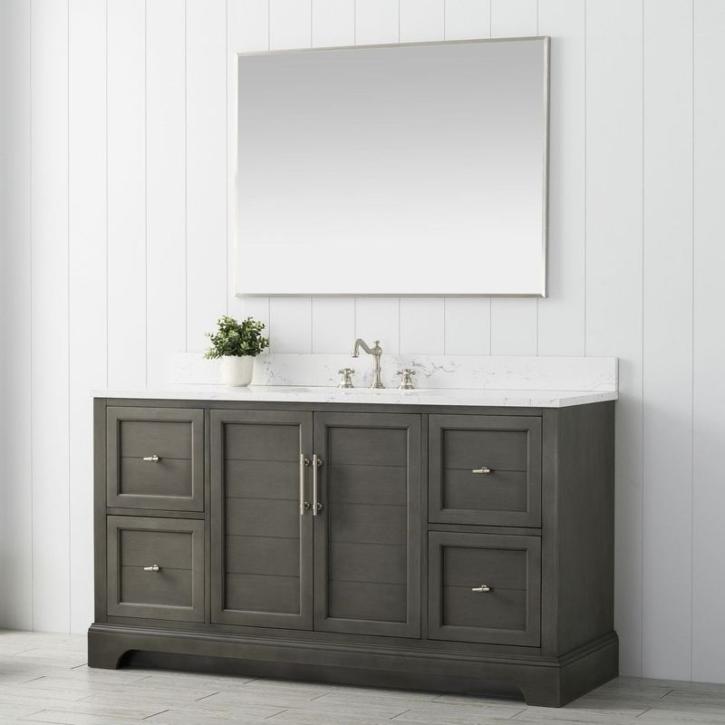 Vanity Art - Madison 60" Single Sink Bathroom Vanity with Marble Countertop