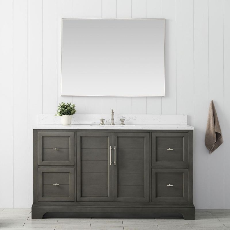 Vanity Art - Madison 60" Single Sink Bathroom Vanity with Marble Countertop