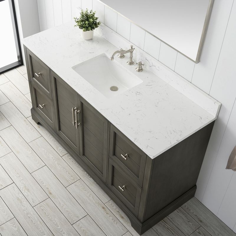 Vanity Art - Madison 60" Single Sink Bathroom Vanity with Marble Countertop