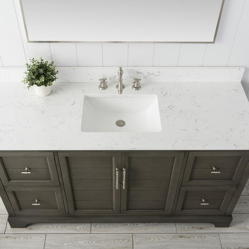 Vanity Art - Madison 60" Single Sink Bathroom Vanity with Marble Countertop