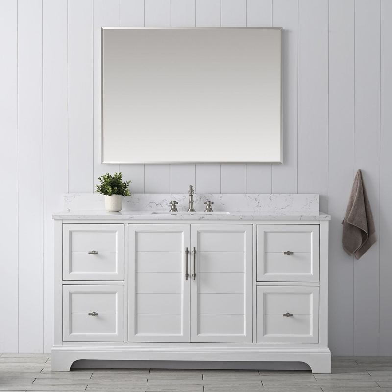 Vanity Art - Madison 60" Single Sink Bathroom Vanity with Marble Countertop