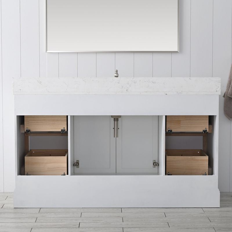 Vanity Art - Madison 60" Single Sink Bathroom Vanity with Marble Countertop