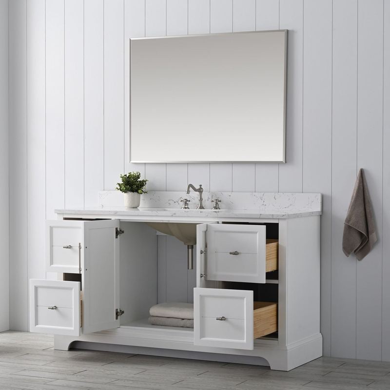 Vanity Art - Madison 60" Single Sink Bathroom Vanity with Marble Countertop