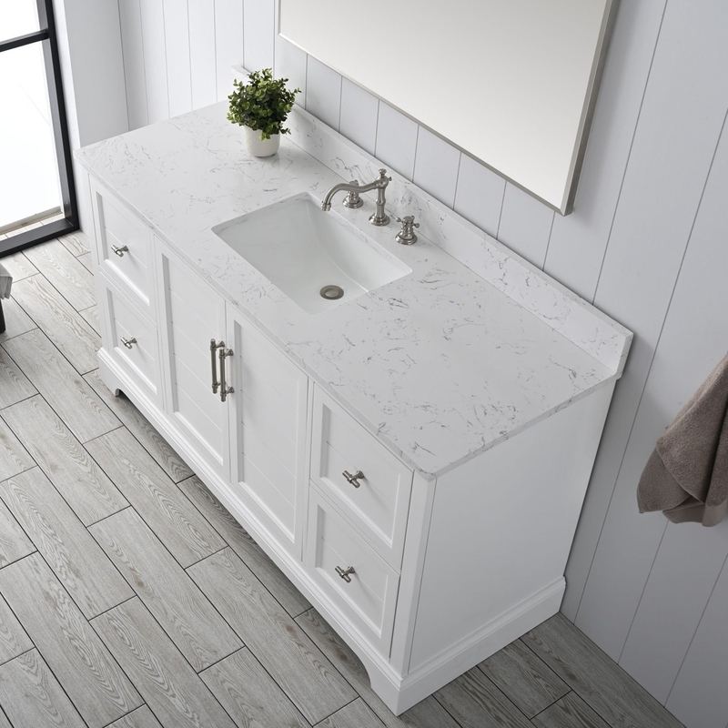 Vanity Art - Madison 60" Single Sink Bathroom Vanity with Marble Countertop